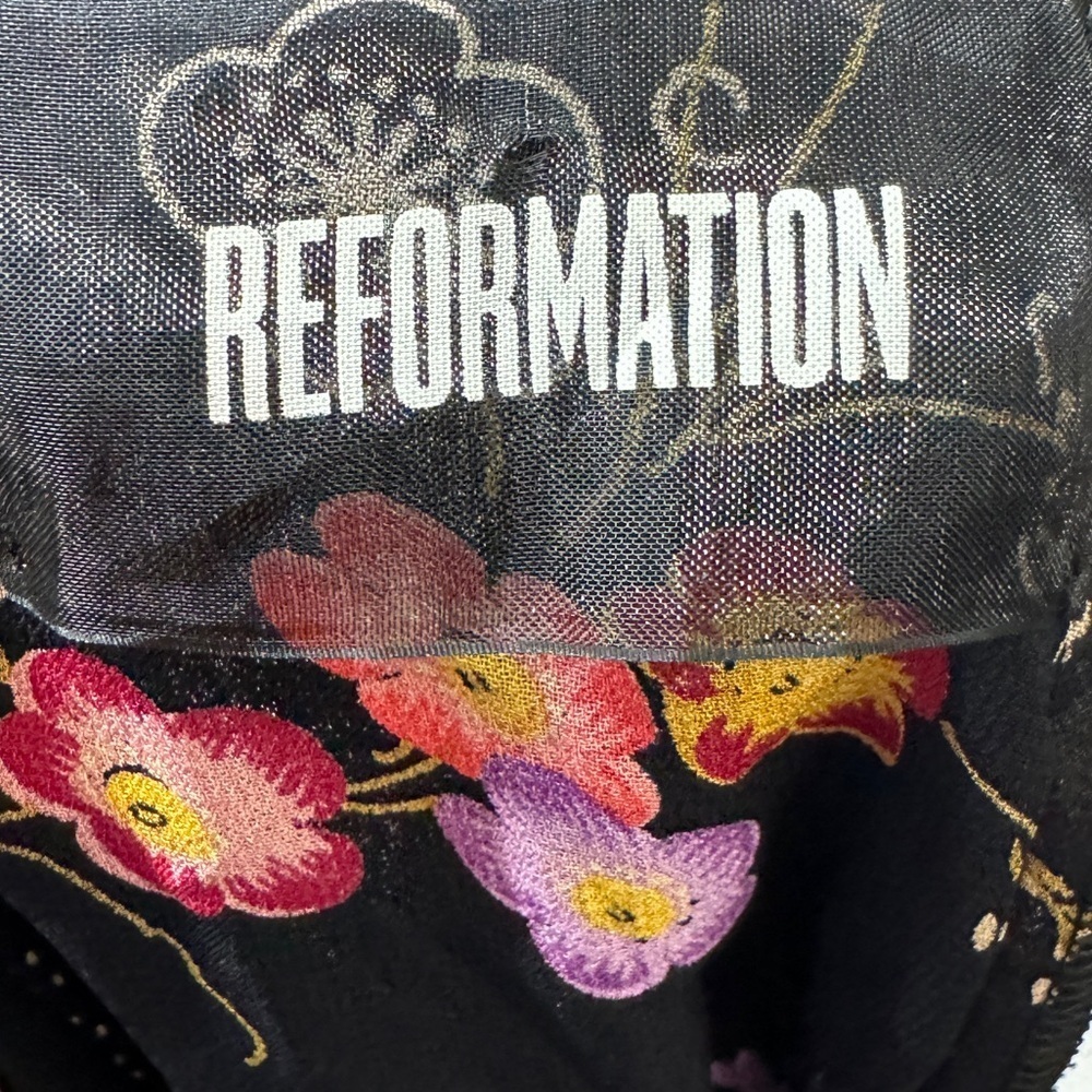 RARE Reformation Sutherland Kyoto Geisha Black Floral Tie Back Dress Size 6 - Picture 14 of 16